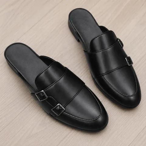 ( Mã D36 ) Giày sục nam MonkStrap da PU cao cấp, giầy sục da mùa hè thoáng khí trẻ trung gắn 4 khóa trang trí đế có khâu 640927