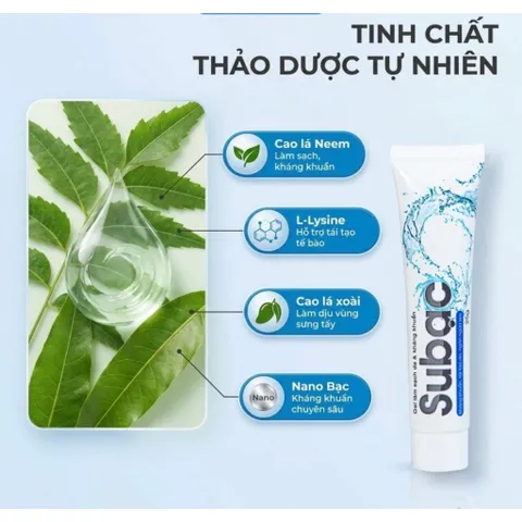 Gel Su Bạc làm sạch da, kháng khuẩn, ngăn ngừa sẹo tuýp 25g