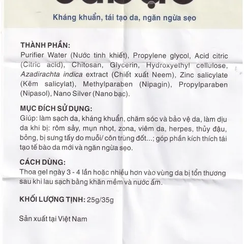 Gel Su Bạc làm sạch da, kháng khuẩn, ngăn ngừa sẹo tuýp 25g
