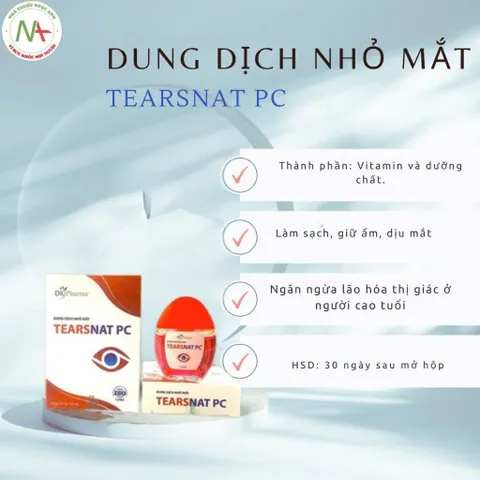Dung dịch nhỏ mắt Tearsnat PC 12ml - Giúp làm giảm các triệu chứng như khô mắt, mỏi mắt