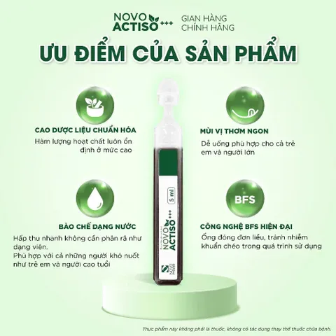 Ống uống bổ gan NovoActiso - Hỗ trợ cải thiện chức năng gan, phù hợp cho người có chức năng gan kém