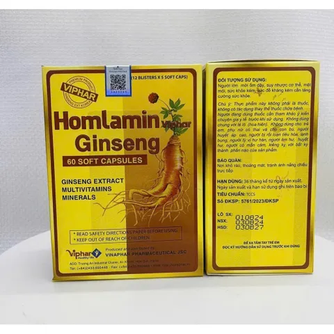 Viên nang Viphar Homlamin Ginseng 60 viên nang mềm chiết xuất nhân sâm