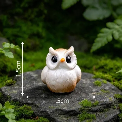 Combo 2 mô hình chim cú mèo nhựa nhỏ xinh kích thước 1.7cm trang trí tiểu cảnh,chậu cây,terrarium,bàn học…