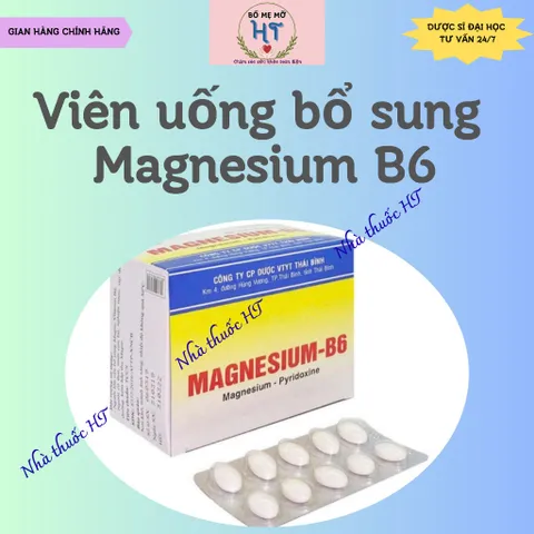 Viên uống Magnesium B6 - Bổ sung Magie và Vitamin B6 giúp giảm căng thẳng, đau đầu, mất ngủ (Hộp 100 viên)