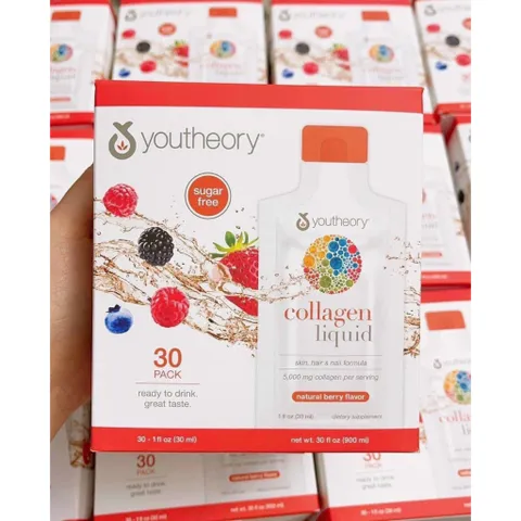 [Chính Hãng] Collagen Nước Youtheory Collagen Liquid Berry Flavor Hộp 30 gói x 30ml - Mỹ 859409