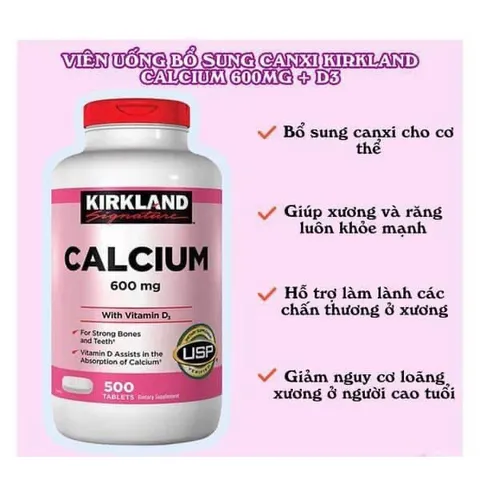 Viên Canxi Kirkland Calcium 600mg Vitamin D3 500viên Date xa