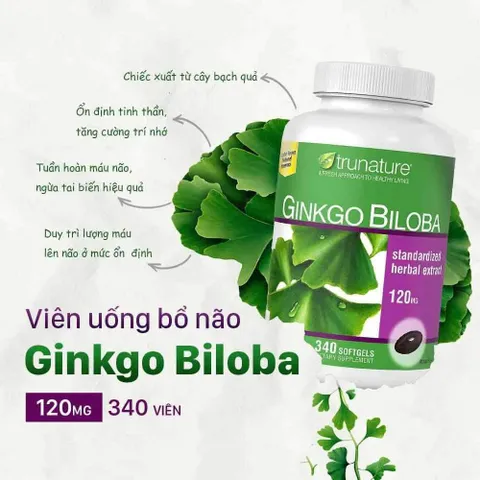 Viên Uống Bổ Não Trunature Ginkgo Biloba 120mg 340 viên cam kết chính hãng