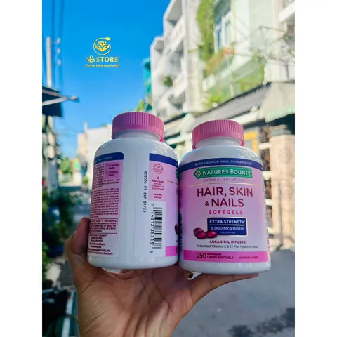 hair skin nails Viên Uống Đẹp Da, Tóc, Móng Hair Skin Nail Nature's Bounty 250 Viên Mỹ 859492
