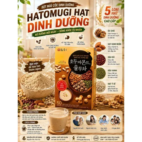 Bột Ngũ Cốc Dinh Dưỡng Hạnh Nhân Óc Chó Damtuh Hàn Quốc (Hộp 50 Gói)