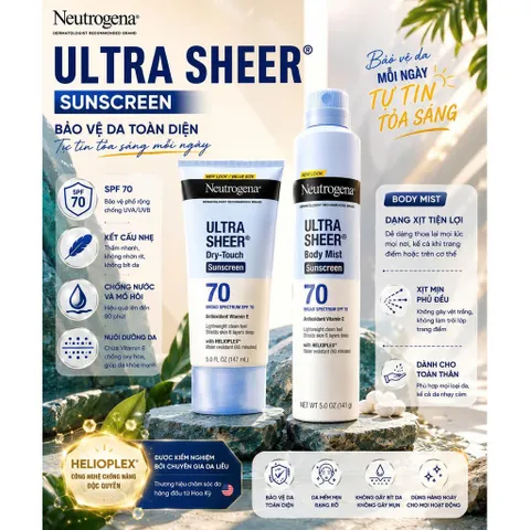 KEM CHỐNG NẮNG / XỊT CHỐNG NẮNG NEUTROGENA ULTRA SHEER SPF 70