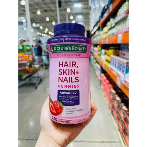 Kẹo Dẻo Nature's Bounty Hair Skin & Nails Gummies Advanced 6000mcg của Mỹ hộp 230 viên