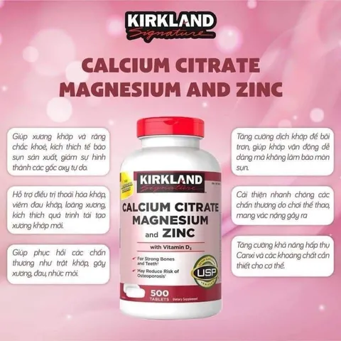 CHÍNH HÃNG Viên Calcium Citrate Magnesium and Zinc 500 viên Mỹ