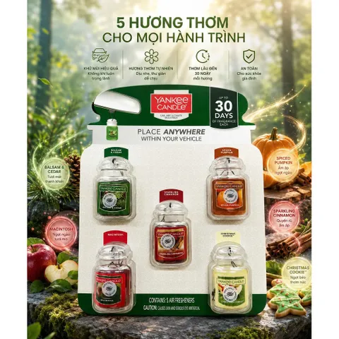 [USA] Set 5 Hũ Treo Khử Mùi Ô Tô Yankee Candle Multipack