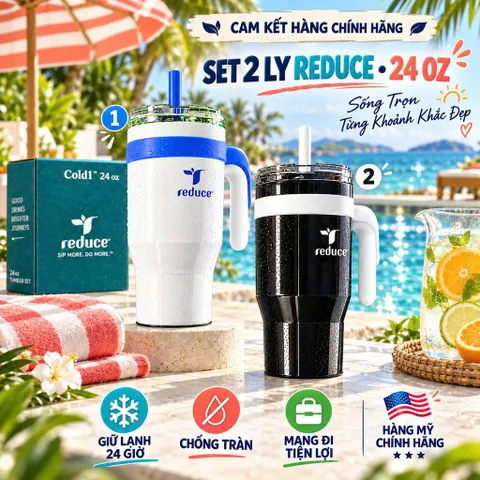 [CHÍNH HÃNG COSTCO] Combo 2 Ly Giữ Lạnh Reduce Cold1 24oz Có Tay Cầm Thép Không Gỉ Giữ Lạnh Suốt 24 Giờ