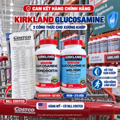 [HÀNG MỸ] Viên Uống Bổ Khớp Kirkland Glucosamine (Tùy Chọn Dòng MSM 375 Viên Hoặc Chondroitin 280 Viên)