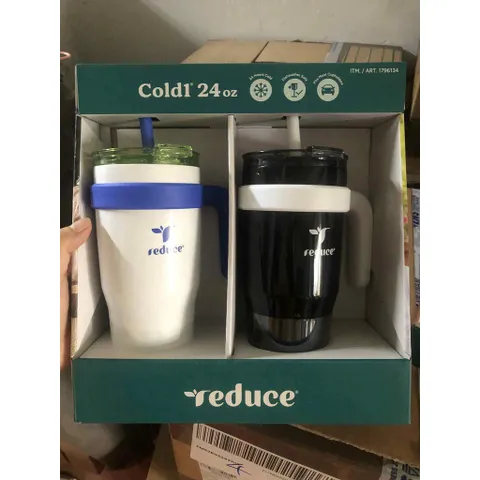 Y HÌNH Set 2 Ly Giữ Nhiệt Reduce Cold1 24oz 710 ml hàng USA Có Tay Cầm Kèm Nắp Và Ống Hút