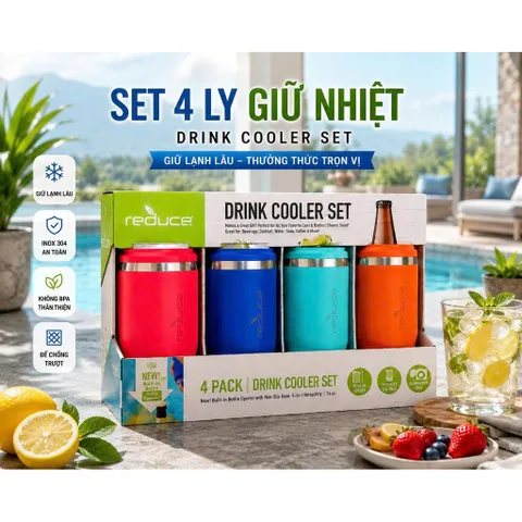 Set 4 Bình Giữ Nhiệt Giữ Lạnh Đa Năng Reduce Drink Cooler Set (Mỹ) 14oz (414ml) - Hàng Mỹ