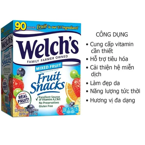 Kẹo dẻo Welch’s Fruit Snacks Mixed Fruit – Thùng Lớn 90 Gói