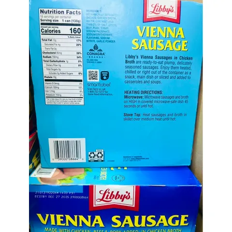 Thùng 18 lon Xúc Xích Libby Vienna Sausage Của Mỹ 130g/lon