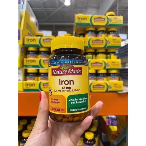 CHÍNH HÃNG MỸ Viên Sắt Nature Made Iron 65mg. 365 viên DATE XA 859982