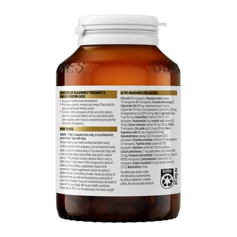 Blackmores Pregnancy and Breastfeeding Gold - Hỗ trợ sự phát triển toàn diện của thai nhi giảm nguy cơ loãng xương cho mẹ chính hãng Úc