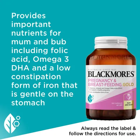 Blackmores Pregnancy and Breastfeeding Gold - Hỗ trợ sự phát triển toàn diện của thai nhi giảm nguy cơ loãng xương cho mẹ chính hãng Úc