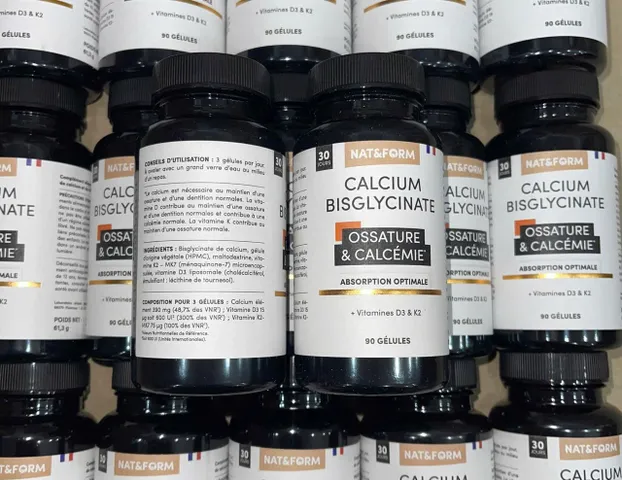 Viên uống Nat&Form Calcium Bisglycinate + Vitamin D3 & K2 |90 viên| Tái tạo + Củng cố cấu trúc xương & Phòng ngừa loãng xương [S/P Chuẩn Pháp không tem]