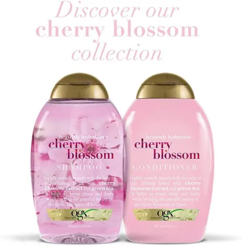 cặp Dầu Gội Cấp Ẩm Chiết Xuất Hoa Anh Đào OGX Heavenly Hydration + Cherry Blossom 385ml*2chai