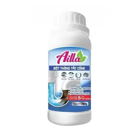 Bột thông cống Ailla 250g công nghệ thuỷ phân Đức,Thông tắc nhanh bồn cầu, bồn rửa bát, chậu rửa mặt