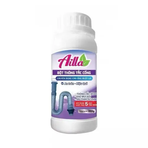 Bột thông cống Ailla 250g công nghệ thuỷ phân Đức,Thông tắc nhanh bồn cầu, bồn rửa bát, chậu rửa mặt