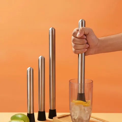 Chày bar dầm pha chế inox 25cm đầu nhựa cao cấp (chất liệu inox 304)