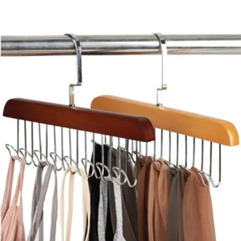 Móc gỗ treo đồ lót ⚡️ Móc gỗ treo đồ đa năng áo lót, cà vạt, dây lưng tiện dụng