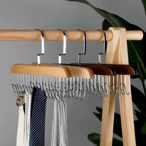 Móc gỗ treo đồ lót ⚡️ Móc gỗ treo đồ đa năng áo lót, cà vạt, dây lưng tiện dụng