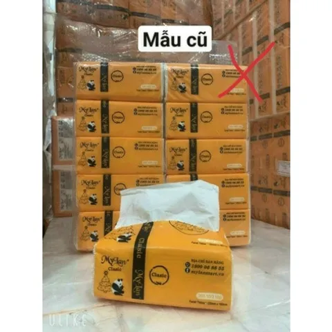 Giấy ăn gấu trúc Mylan 3 lớp (xách 10 gói/ mỗi gói 100 tờ) siêu dai mềm mịn
