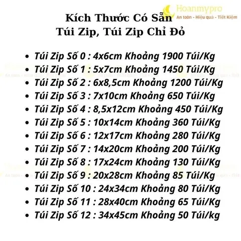 100 gam túi zip viền đỏ/ túi zip đủ cỡ loại 1
