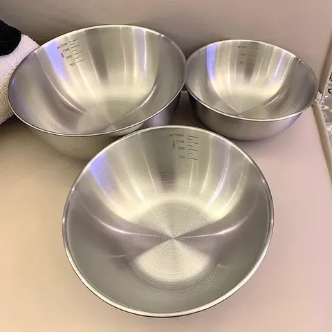 Set 3 Bát Inox Có Vạch Chia Dung Tích, Thau Trộn Salad Âu Trộn Bột Inox Tiện Lợi