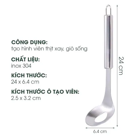 Môi viên thịt inox, muỗng làm thịt viên nặn mọc bằng inox