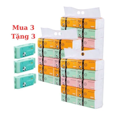 Giấy ăn gấu trúc Mylan, Thùng 30 gói rút 3 màu cao cấp, mềm mịn, an toàn ( mẫu mới nhất)
