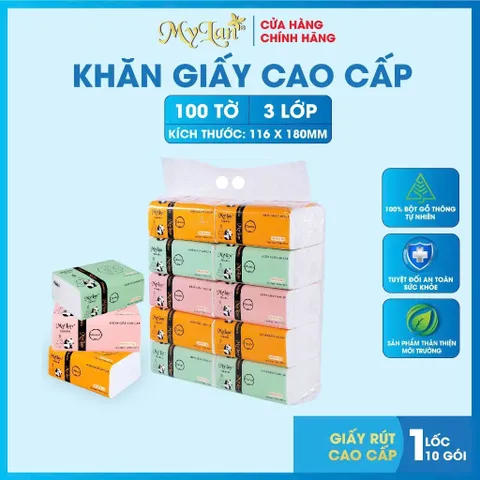 Giấy ăn gấu trúc Mylan, Thùng 30 gói rút 3 màu cao cấp, mềm mịn, an toàn ( mẫu mới nhất)
