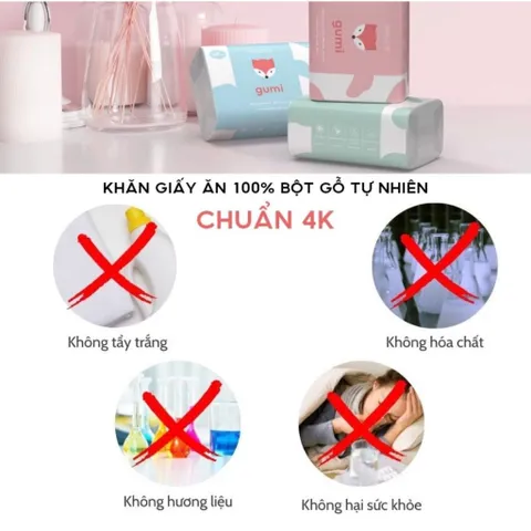 Thùng 30 gói giấy ăn gấu trúc cao cấp chính hãng GUMI, khăn giấy đa năng giành cho gia đình