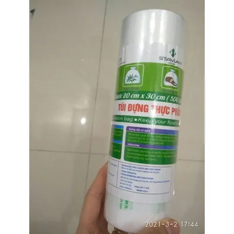 Túi Đựng Thực Phẩm Tự Hủy Sinh Học 25cm x 35cm(500gr/cuộn). An toàn cho người dùng - Bảo vệ môi trường