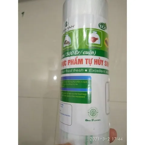 Túi Đựng Thực Phẩm Tự Hủy Sinh Học 25cm x 35cm(500gr/cuộn). An toàn cho người dùng - Bảo vệ môi trường