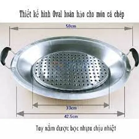 Nồi, Khay cá chép om dưa, nấu lẩu hấp loại to tiện lợi, dụng cụ có tay cầm chống nóng
