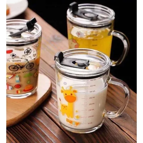 Cốc chia vạch thuỷ tinh - cốc chia vạch pha sữa cho bé kèm ống hút