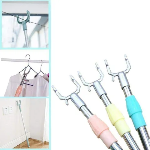 Cây phơi quần áo bằng inox kéo dài, Cây gậy lấy đồ trên cao có thể kéo dài xếp gọn