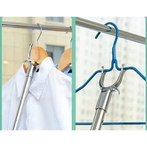 Cây phơi quần áo bằng inox kéo dài, Cây gậy lấy đồ trên cao có thể kéo dài xếp gọn