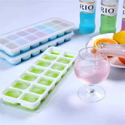 Khay làm đá silicon chống dính 14 ô có nắp đậy ngăn mùi từ tủ lạnh - khay làm thạch - khay làm kem silicon