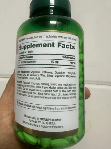 Viên uongs bỗ sung kẽm NATURES BOUNTY ZinC 500 mg 400v.Hàng mỹ.