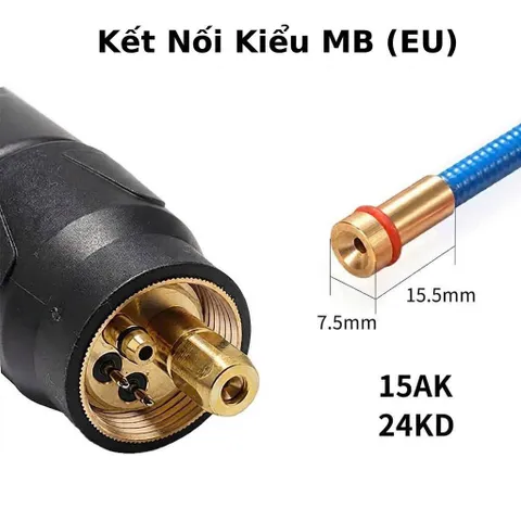 Ruột Gà Mỏ Hàn MIG 14AK/15AK/24KD Đầu Kết Nối MB (EU) - Dài 3M,5M