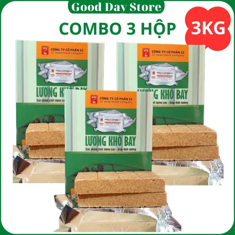 COMBO 3 HỘP Lương Khô BAY Loại 1Kg, Lương Khô Quân Đội Sản Xuất Ăn Ngon, Dễ Ăn Tốt Cho Sức Khỏe